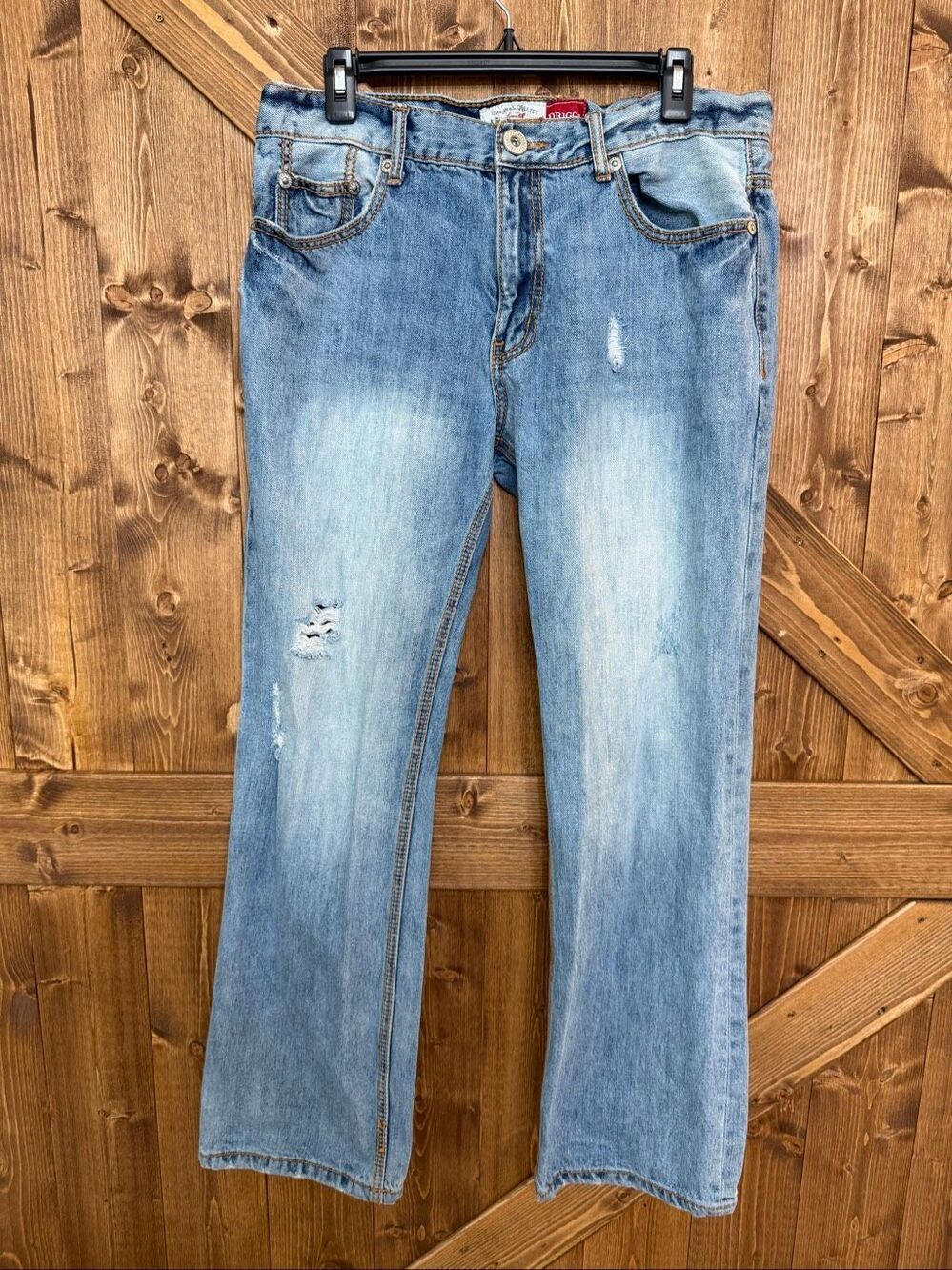 Aeropostale Driggs Slim Bootcut Jeans Men’s 33x32 Distressed Light Wash Denim(92